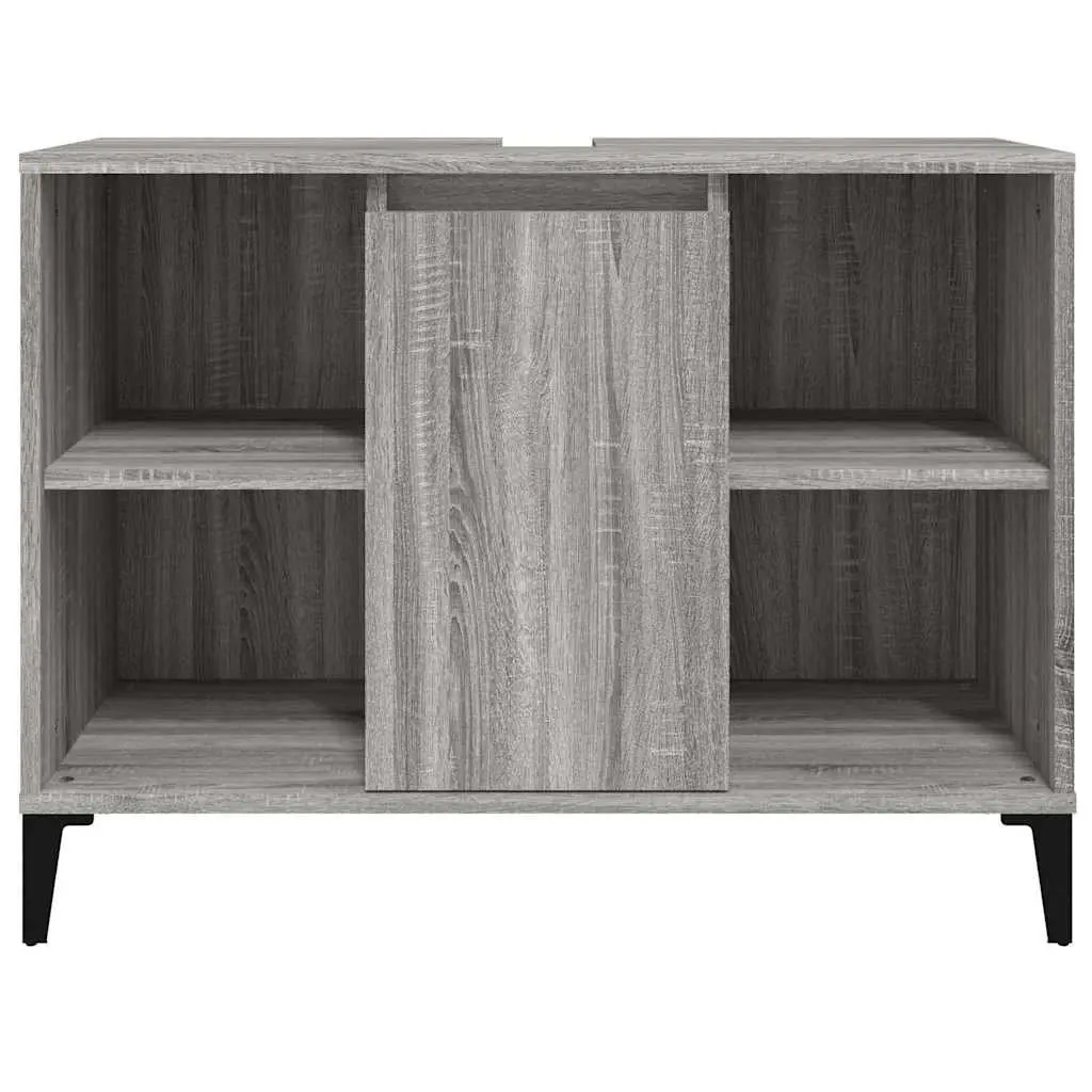 Bathroom Sink Cabinet Grey Engineered Wood Vanity Unit 80x33x60 cm