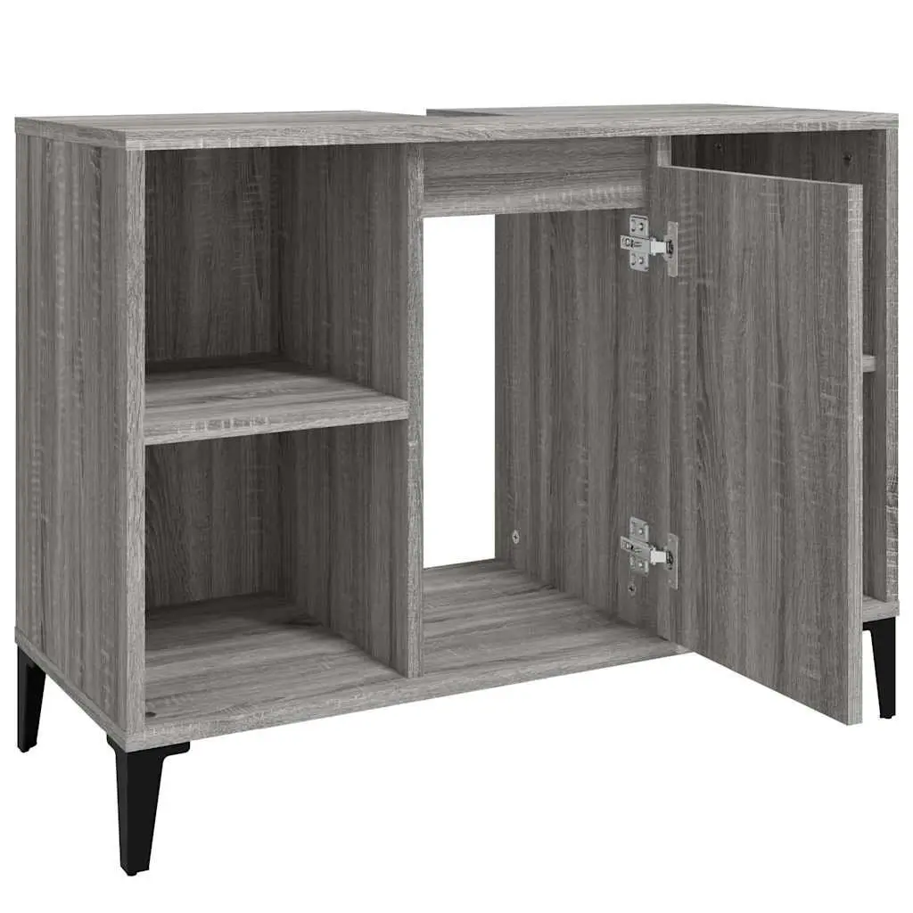 Bathroom Sink Cabinet Grey Engineered Wood Vanity Unit 80x33x60 cm
