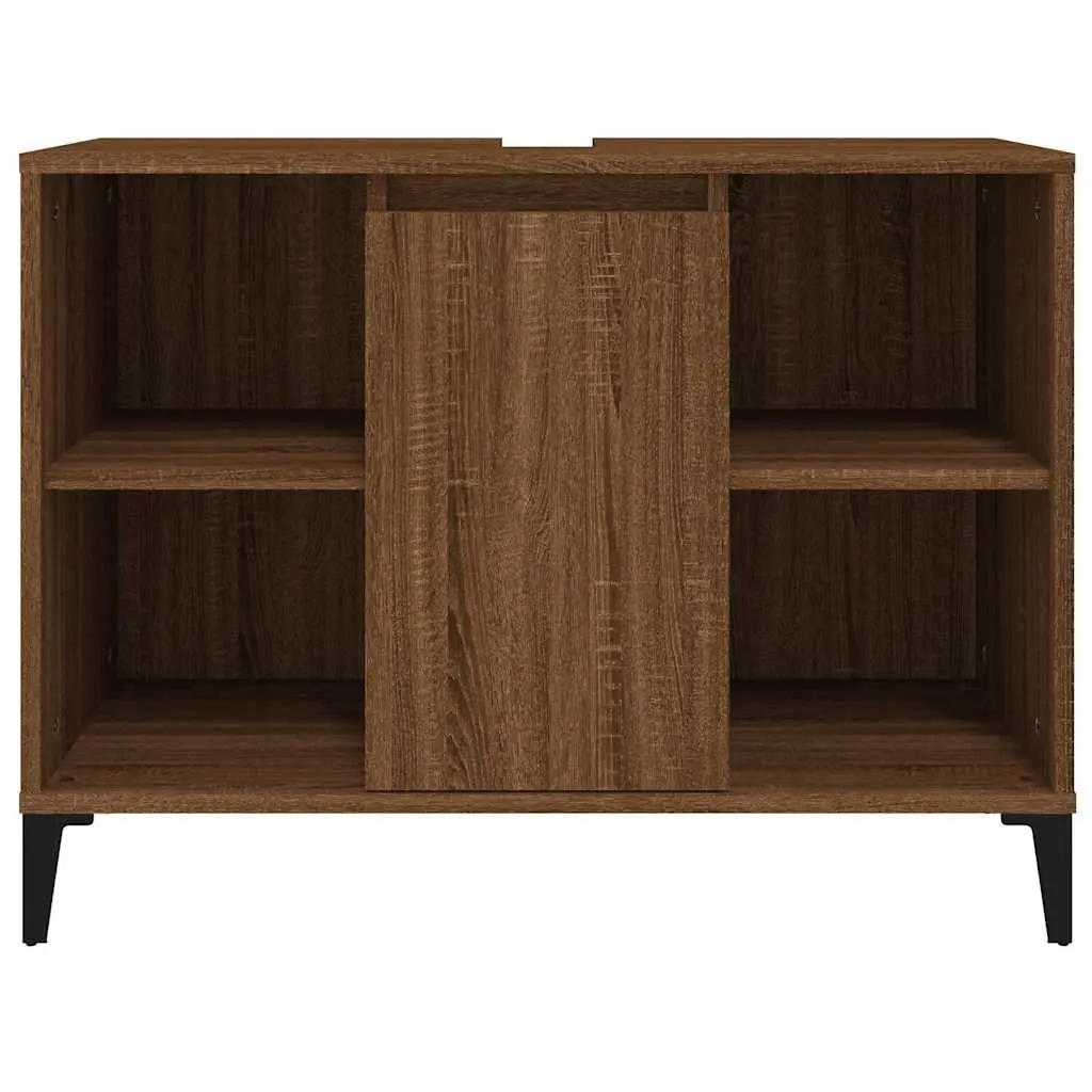 Bathroom Sink Cabinet Engineered Wood Brown Oak 80x33x60cm Storage Unit