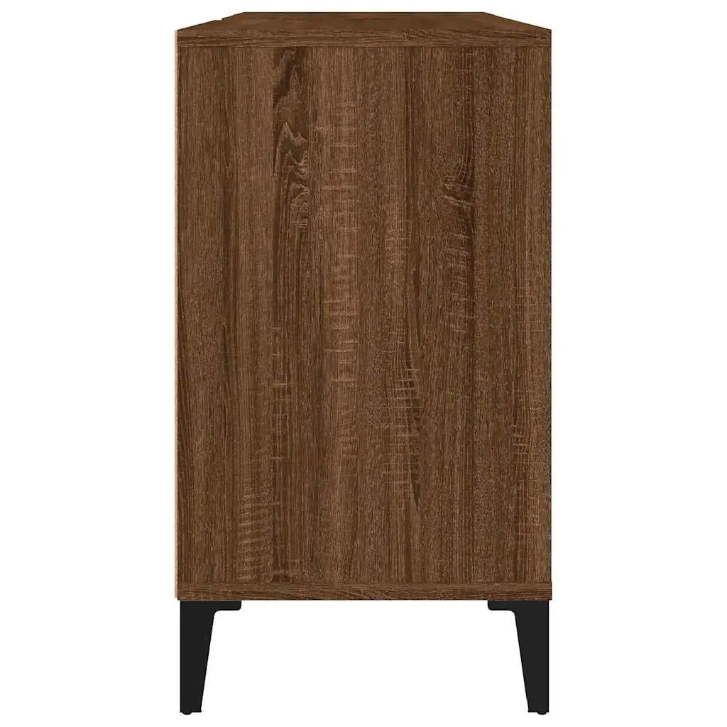 Bathroom Sink Cabinet Engineered Wood Brown Oak 80x33x60cm Storage Unit