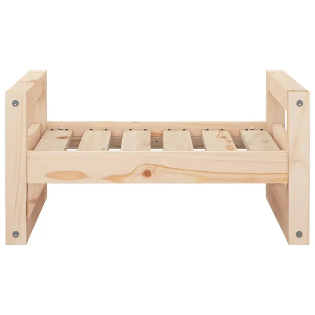 Dog Bed Solid Pine Wood Rectangular Pet Furniture Brown Rustic Design