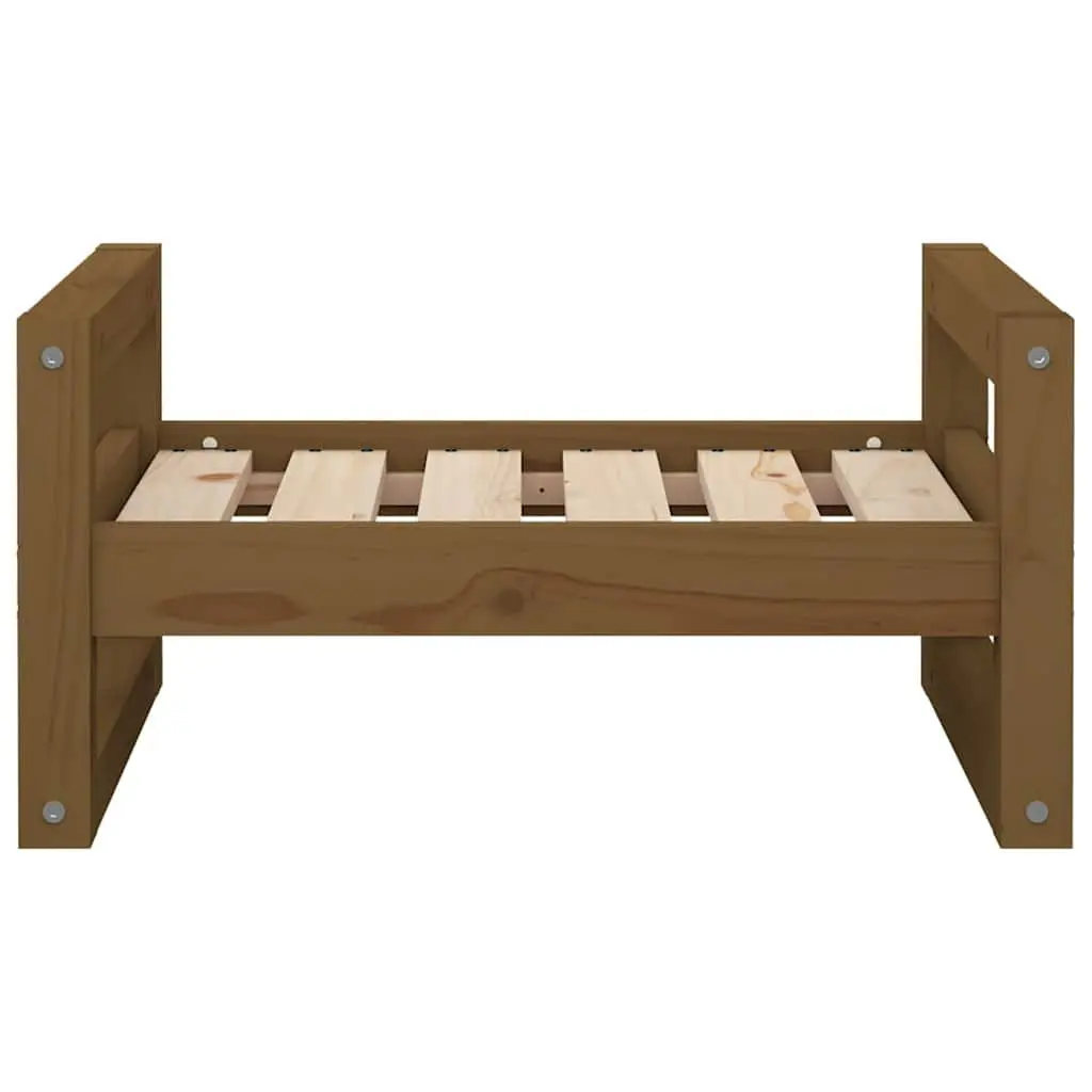 Dog Bed Solid Pine Wood Brown Rectangular Frame Sturdy