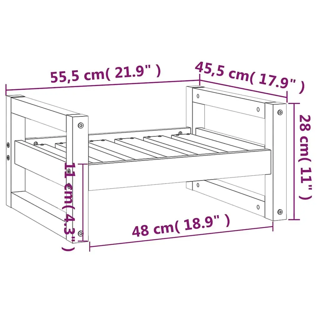 Dog Bed Solid Pine Wood Rectangular Pet Sleeping Nest Frame Black 55.5x45.5x28cm