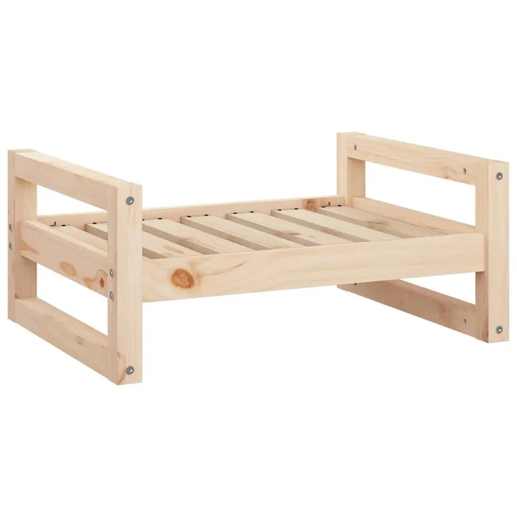 Dog Bed Solid Pine Wood Rectangular Elevated Pet Sleep Furniture Brown