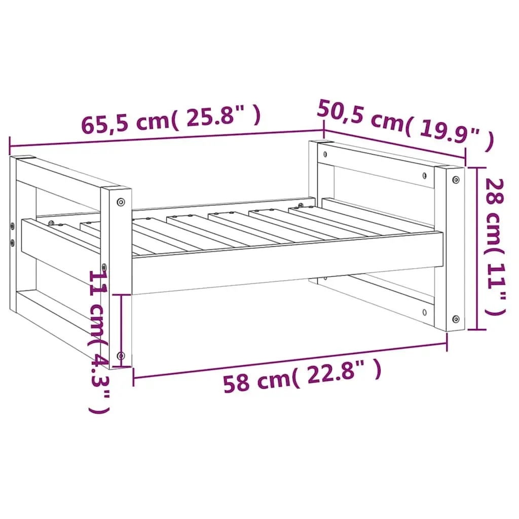 Dog Bed Solid Pine Wood Rectangular Elevated Pet Sleep Furniture Brown