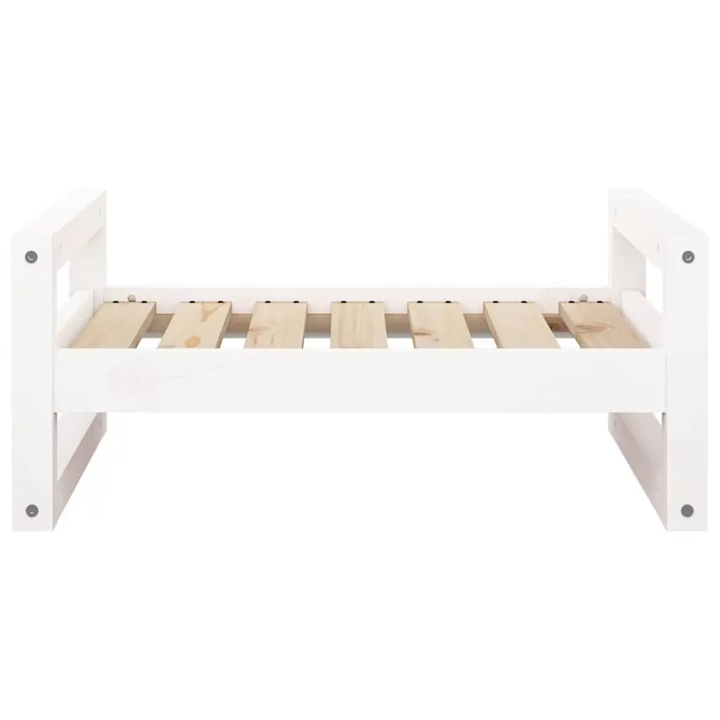 Dog Bed White Rectangular Solid Wood Frame Sleeping Cushion Pet Furniture
