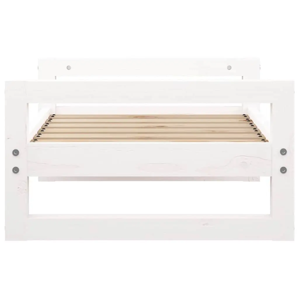 Dog Bed White Rectangular Solid Wood Frame Sleeping Cushion Pet Furniture
