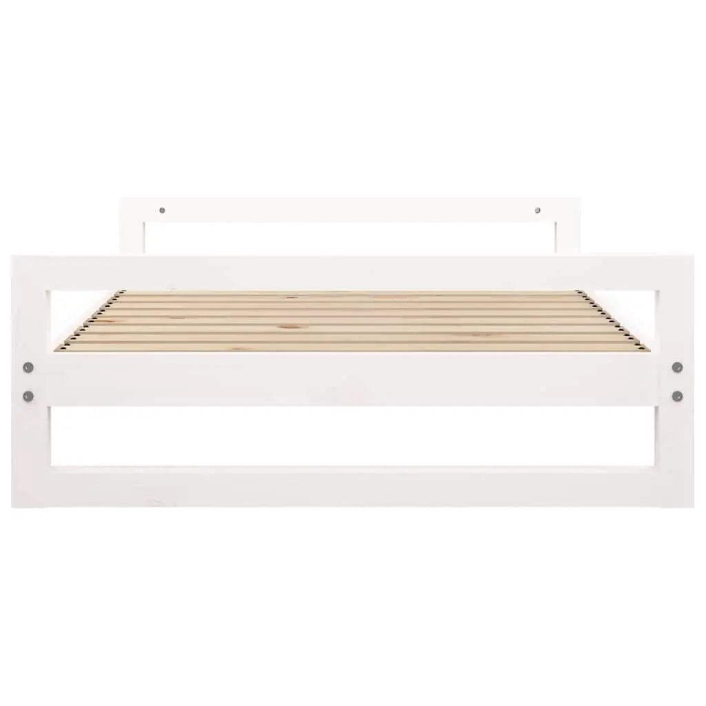 Dog Bed Rectangular Solid Pine Wood Frame White