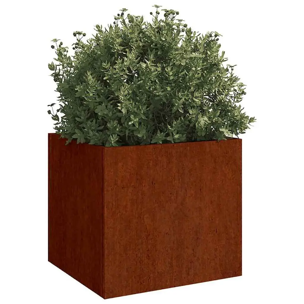 Corten Steel Planter 49x47x46cm Garden Flower Box Raised Bed Decorative Outdoor
