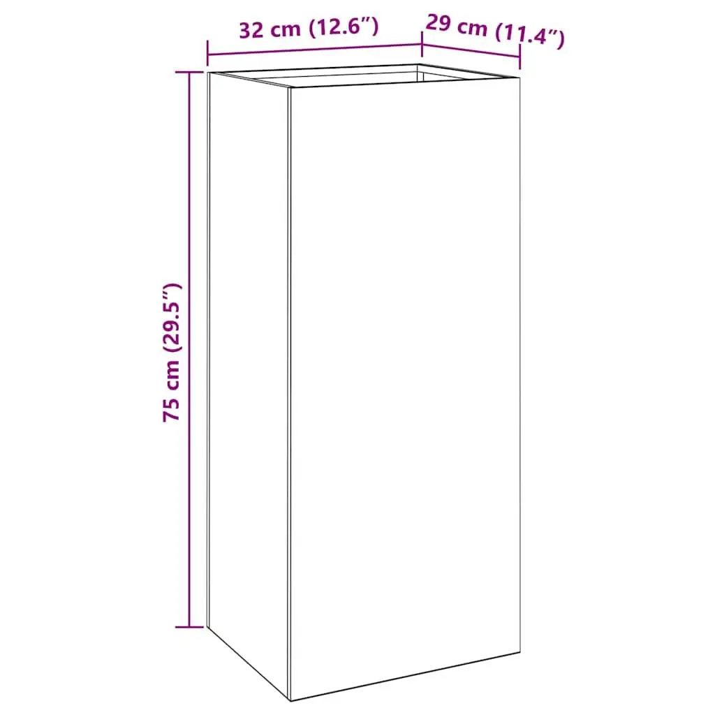 Corten Steel Planter Box Durable Outdoor Garden Raised Bed 32 x 29 x 75 cm