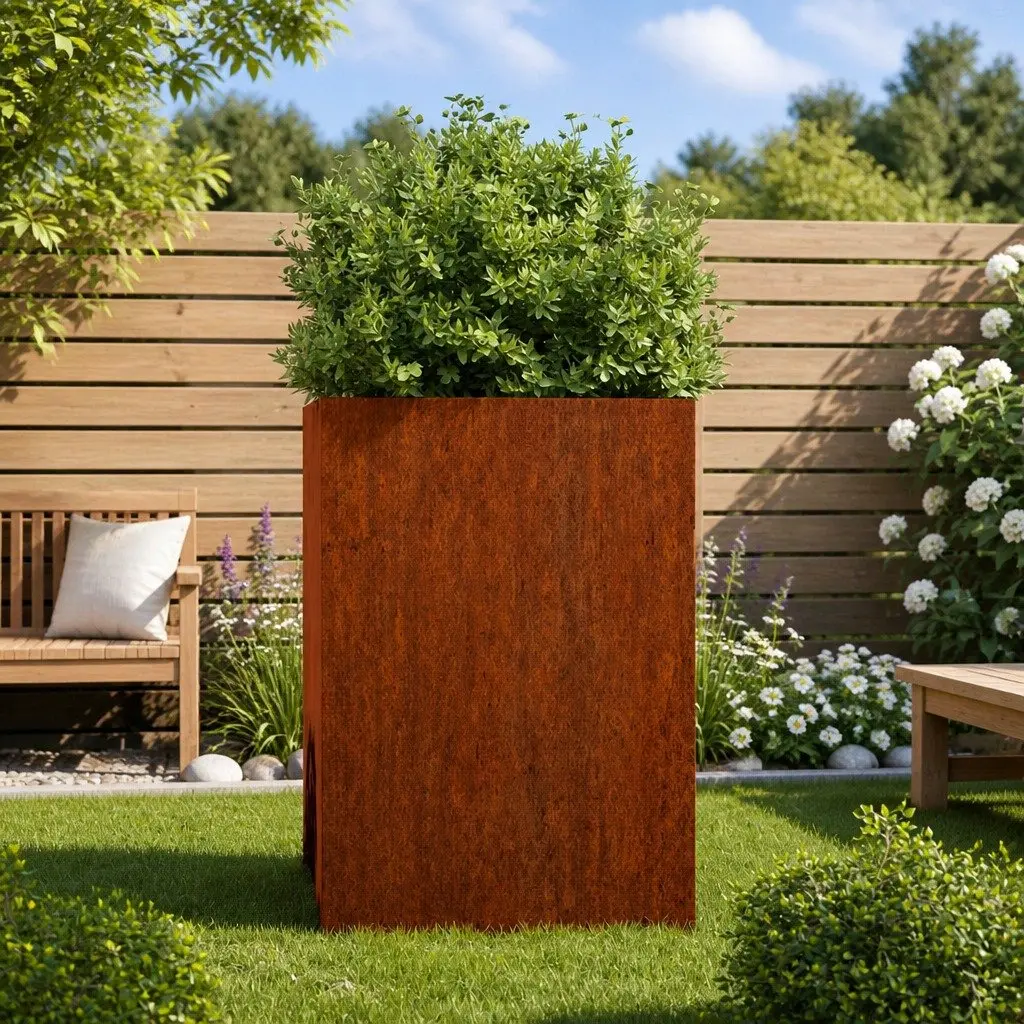 Corten Steel Planter Box Weathering 42x38x75cm Garden Patio Balcony Flower Pot