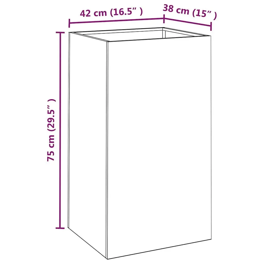 Corten Steel Planter Box Weathering 42x38x75cm Garden Patio Balcony Flower Pot