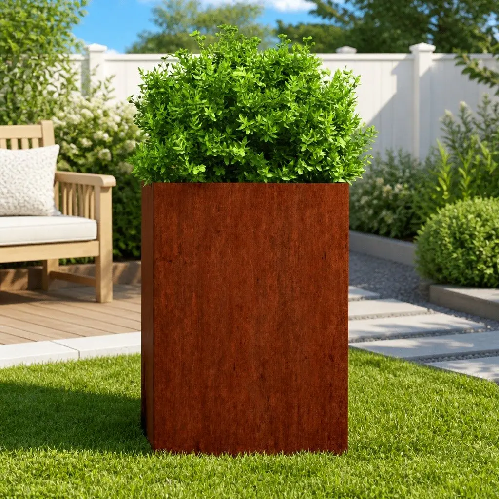 Corten Steel Planter Durable Weathering Steel 52x48x75cm