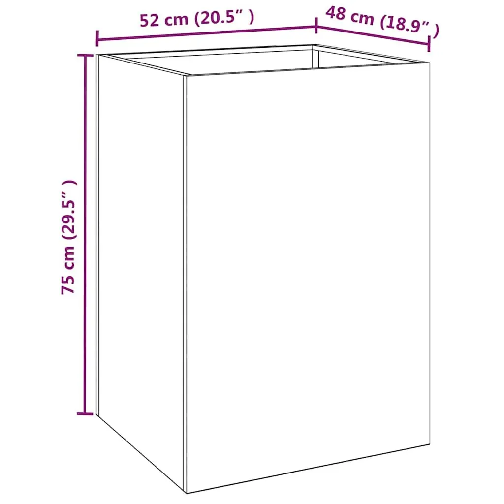 Corten Steel Planter Durable Weathering Steel 52x48x75cm