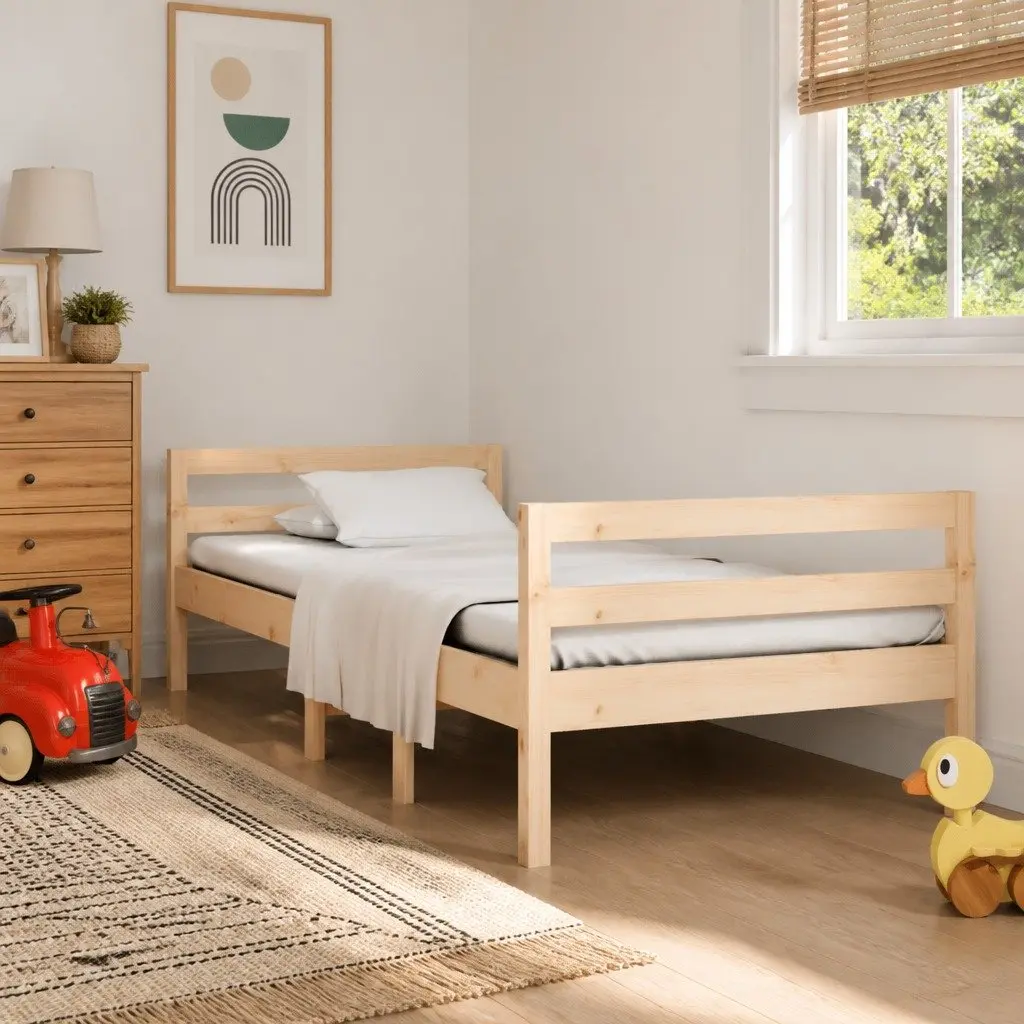Solid Wood Pine Bed Frame Slatted Base 90x190 cm Brown