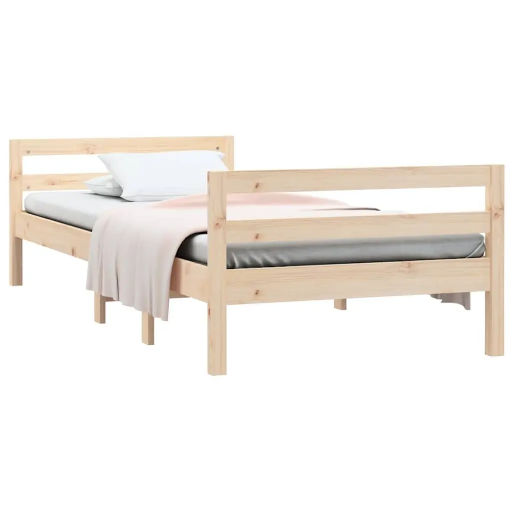 Solid Wood Pine Bed Frame Slatted Base 90x190 cm Brown