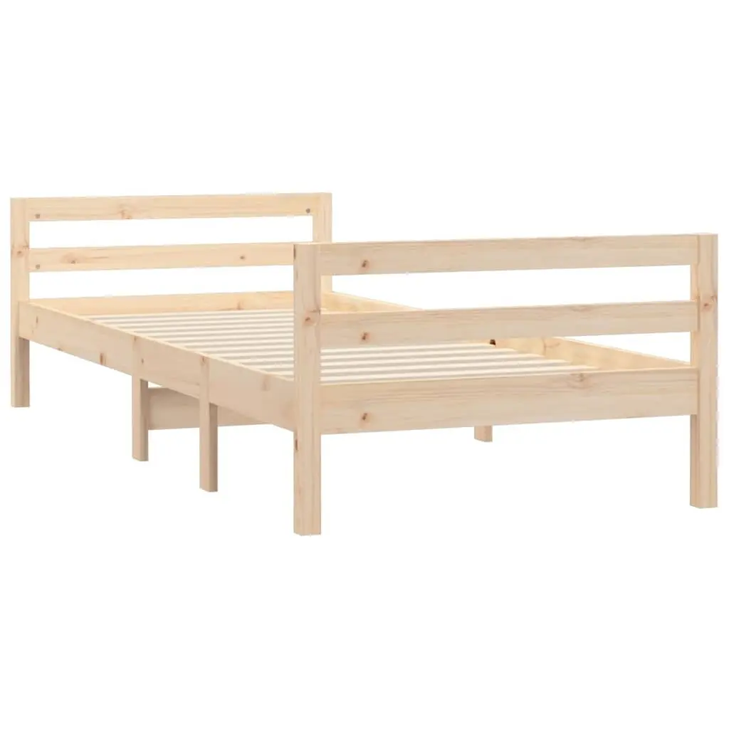 Solid Wood Pine Bed Frame Slatted Base 90x190 cm Brown