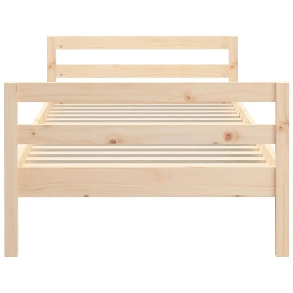 Solid Wood Pine Bed Frame Slatted Base 90x190 cm Brown