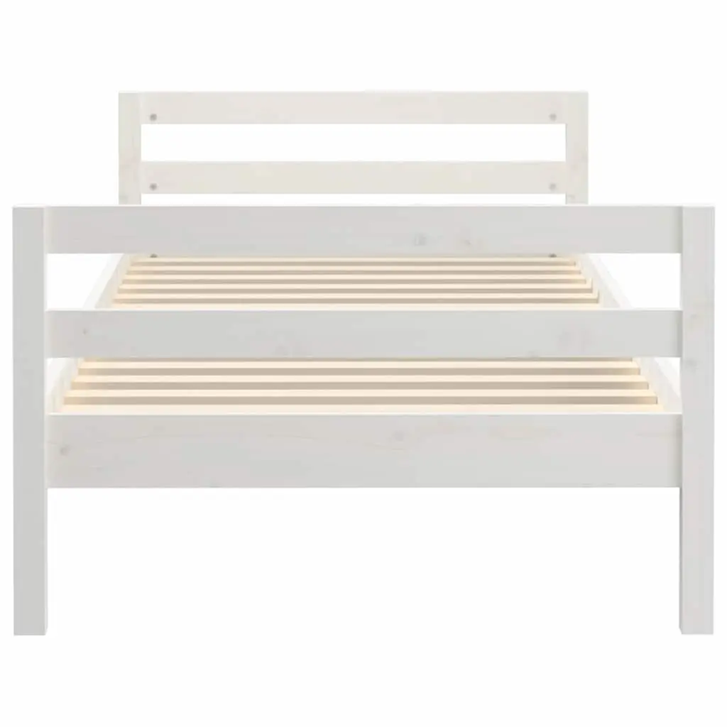 Solid Wood Pine Bed Frame 90x190 cm Slatted Base White Bedroom Furniture