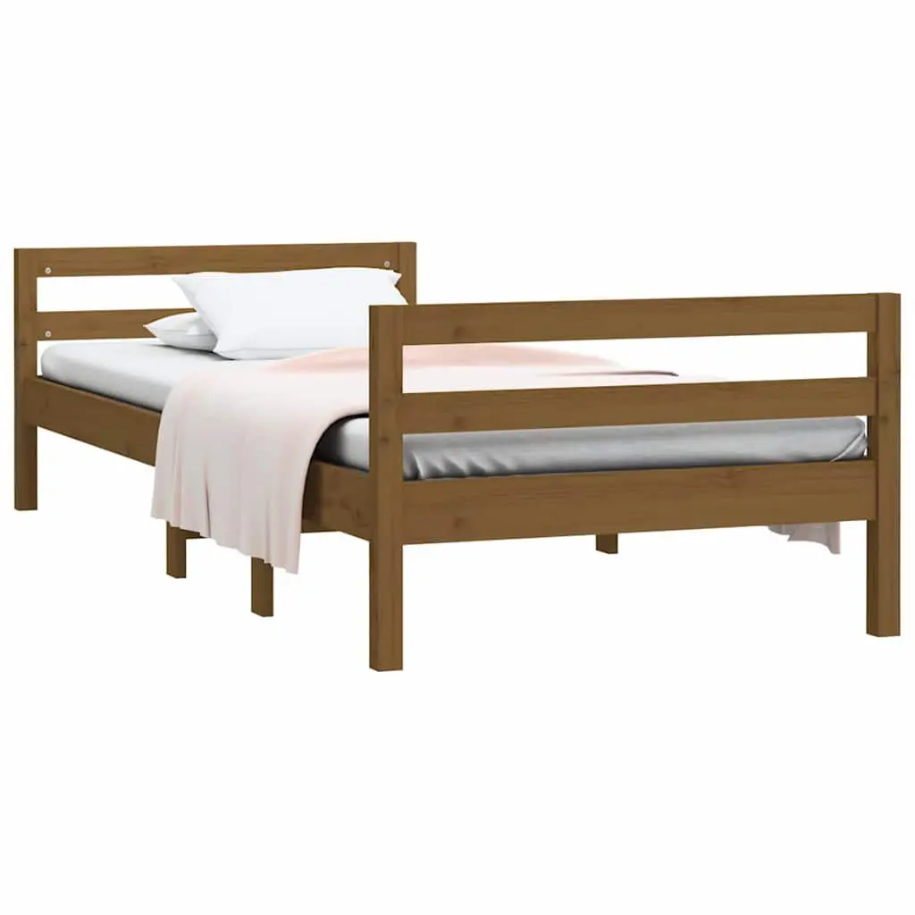 Bed Frame Solid Wood Pine Single 90x190cm Honey Brown Wooden Bedroom Furniture