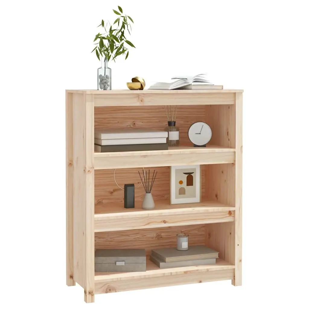 Solid Wood Pine Book Cabinet Storage Shelf Brown 80x35x97cm