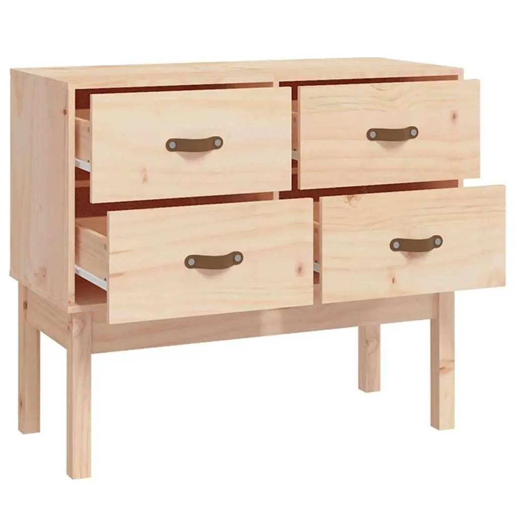 Console Cabinet 90x40x78cm Solid Pine Wood Storage Sideboard with 4 Drawers