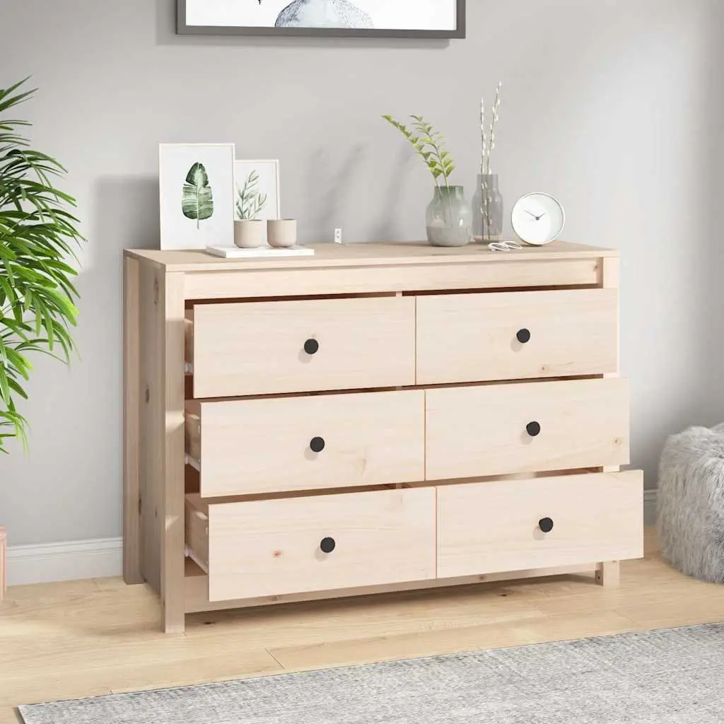 Solid Wood Pine Side Cabinet Brown 100x40x72cm