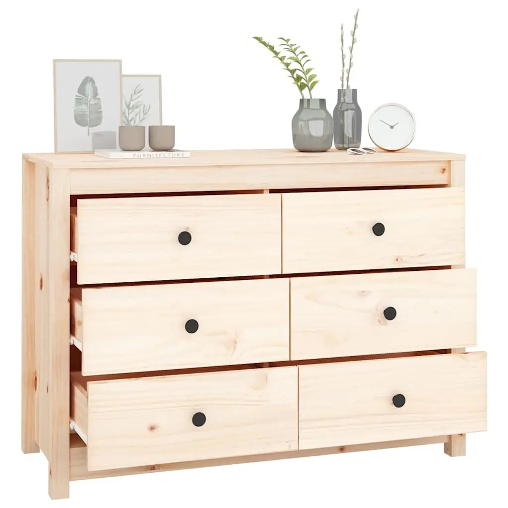 Solid Wood Pine Side Cabinet Brown 100x40x72cm
