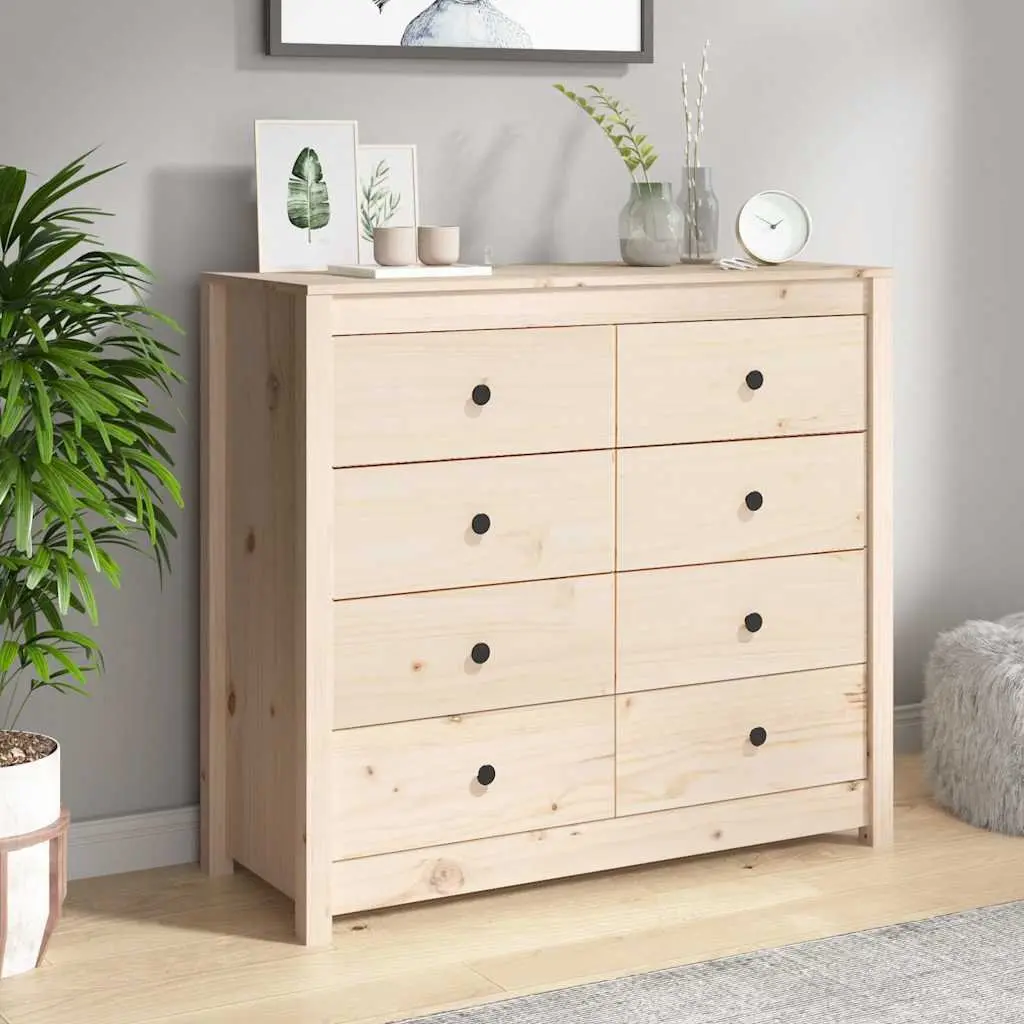 Solid Pine Wood Side Cabinet Storage with Drawers Brown 100x40x90 cm
