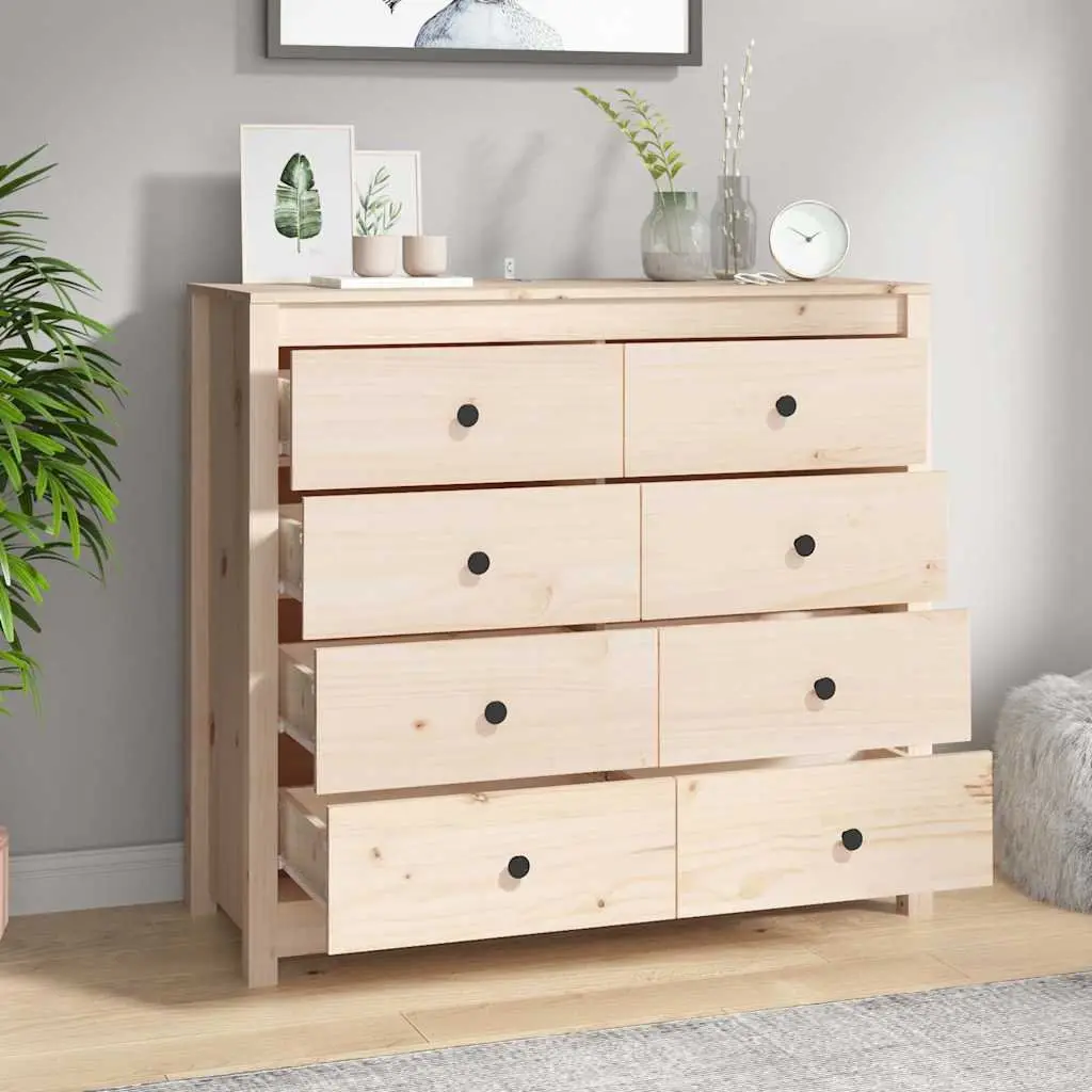 Solid Pine Wood Side Cabinet Storage with Drawers Brown 100x40x90 cm