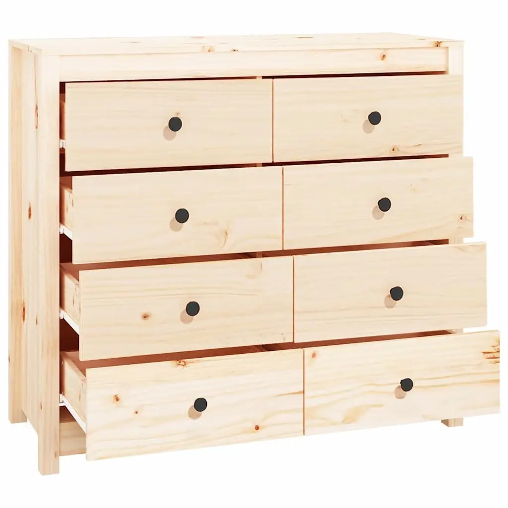 Solid Pine Wood Side Cabinet Storage with Drawers Brown 100x40x90 cm