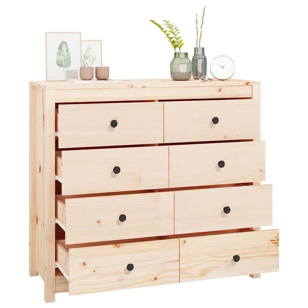 Solid Pine Wood Side Cabinet Storage with Drawers Brown 100x40x90 cm