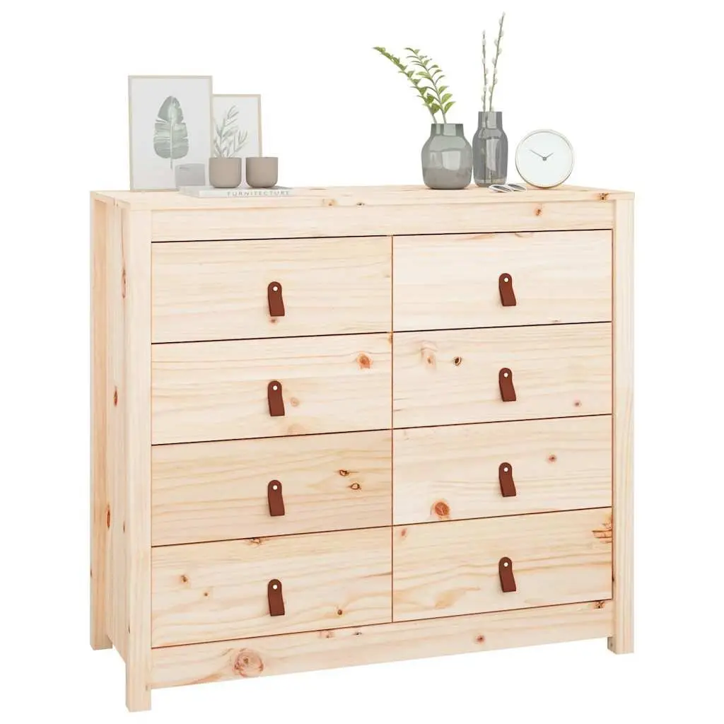 Solid Pine Wood Side Cabinet Storage with Drawers Brown 100x40x90 cm