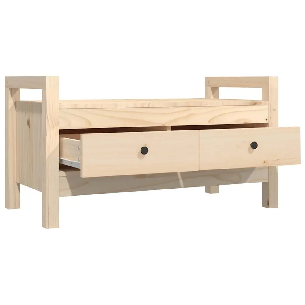 Hall Bench with Storage Drawers Solid Wood Pine Entryway Hallway Furniture