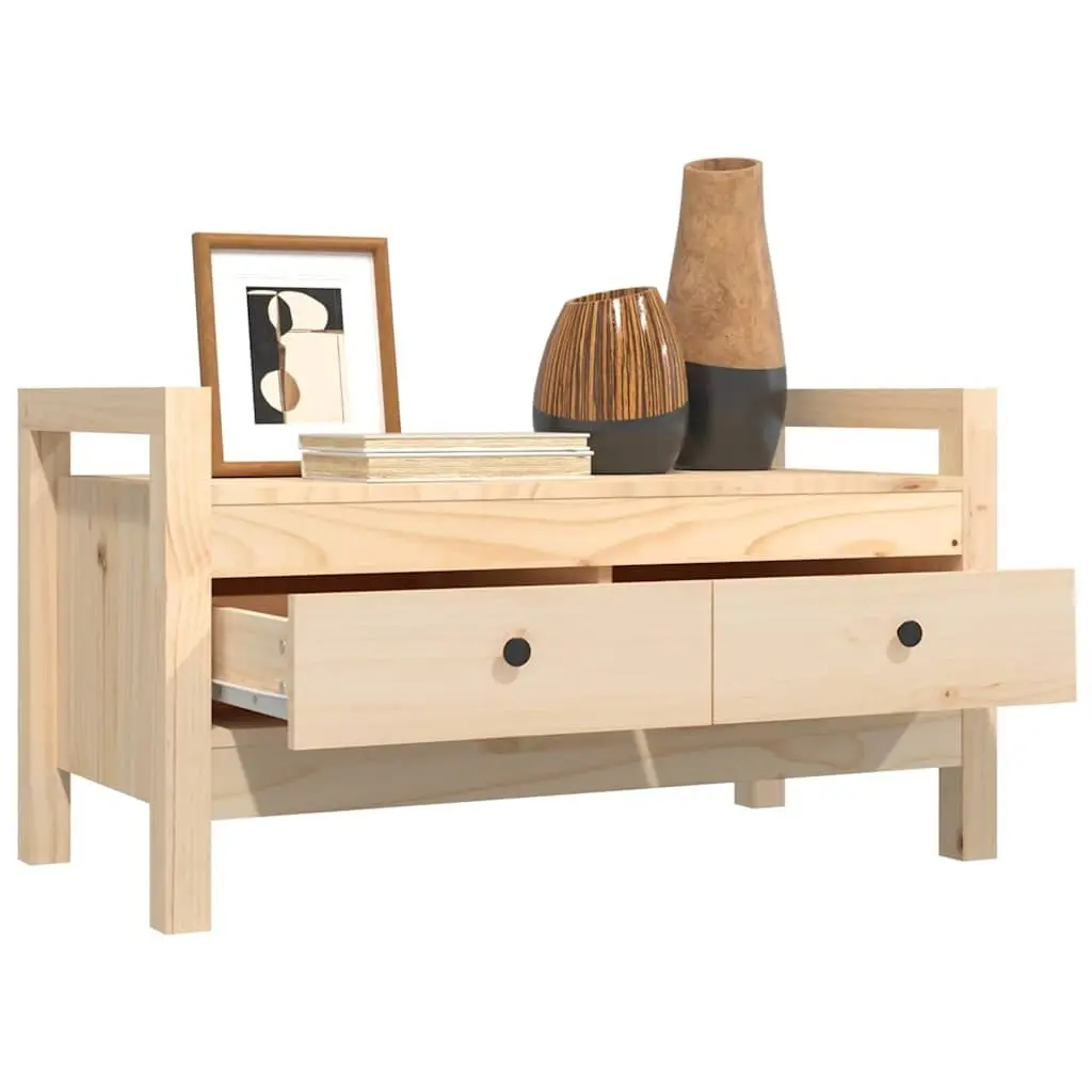 Hall Bench with Storage Drawers Solid Wood Pine Entryway Hallway Furniture