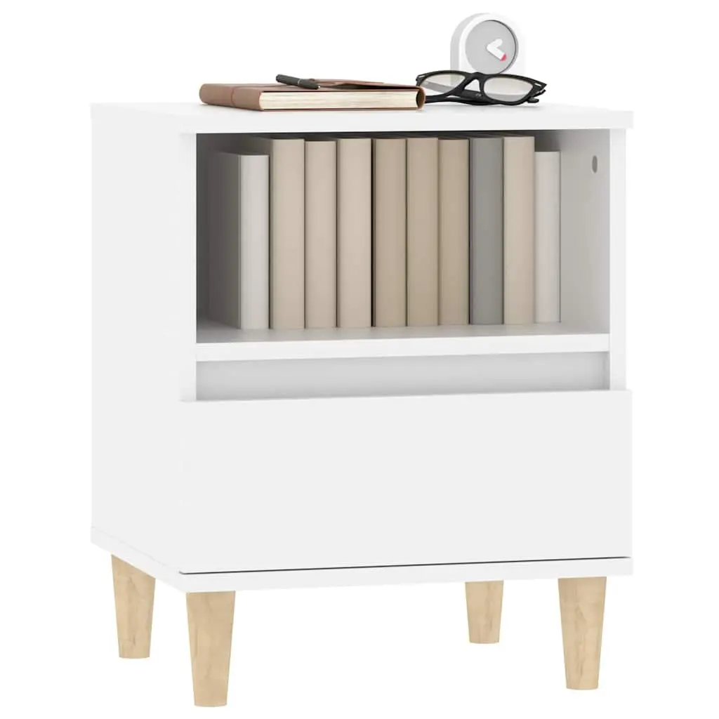 Bedside Cabinets 2 pcs White 40x35x50 cm Storage Drawers Wooden Legs