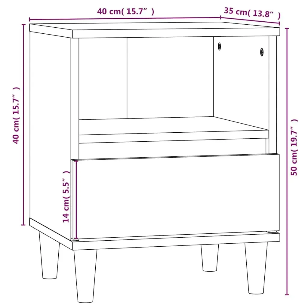 Bedside Cabinet Black Storage Drawer Wooden Legs 2 Piece