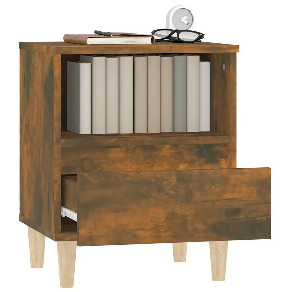Bedside Cabinets 2 pcs Brown Storage Nightstand Tables Engineered Wood Drawers