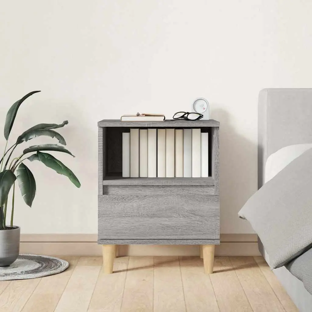 Bedside Cabinets 2 pcs Grey 40x35x50 cm Storage Nightstand Drawers Compartment