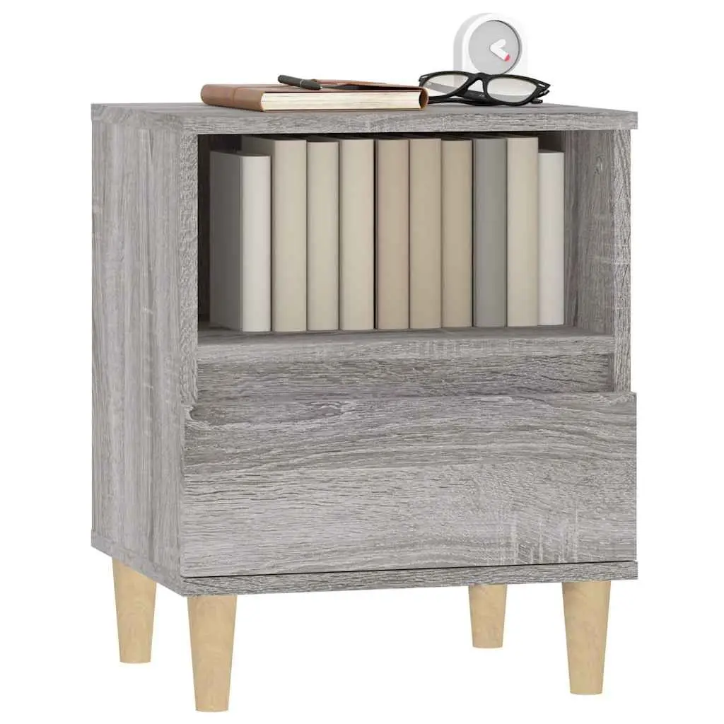 Bedside Cabinets 2 pcs Grey 40x35x50 cm Storage Nightstand Drawers Compartment