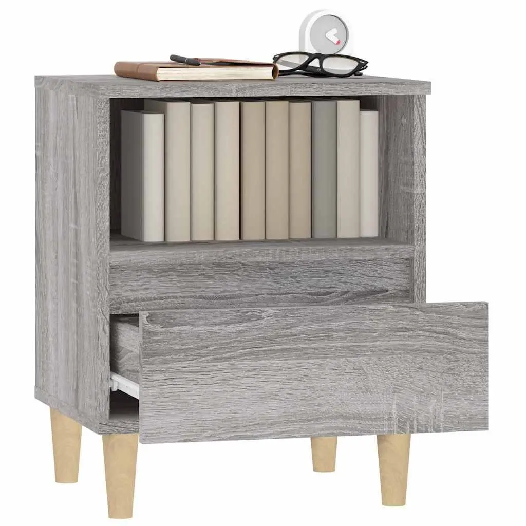 Bedside Cabinets 2 pcs Grey 40x35x50 cm Storage Nightstand Drawers Compartment