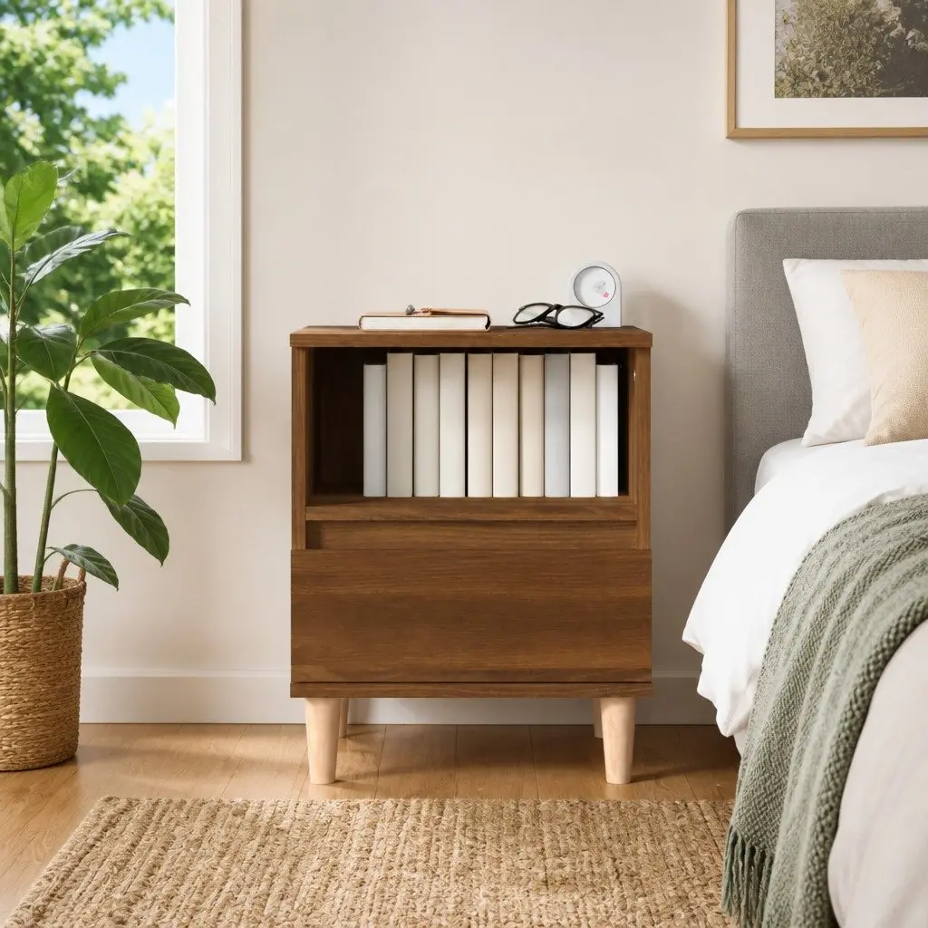 Bedside Cabinet in Brown Oak