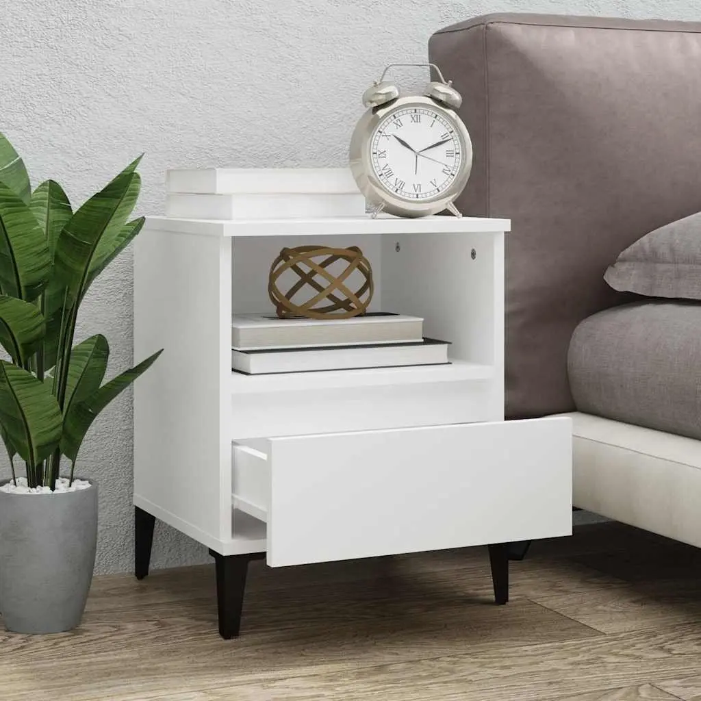Bedside Cabinet White 40x35x50cm Storage Drawer Compartment Side Table