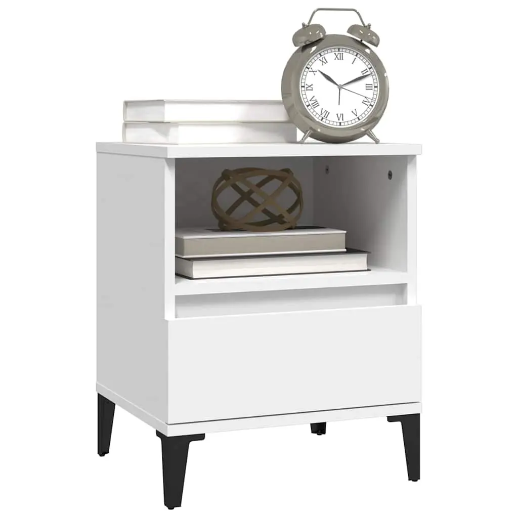 Bedside Cabinet White 40x35x50cm Storage Drawer Compartment Side Table