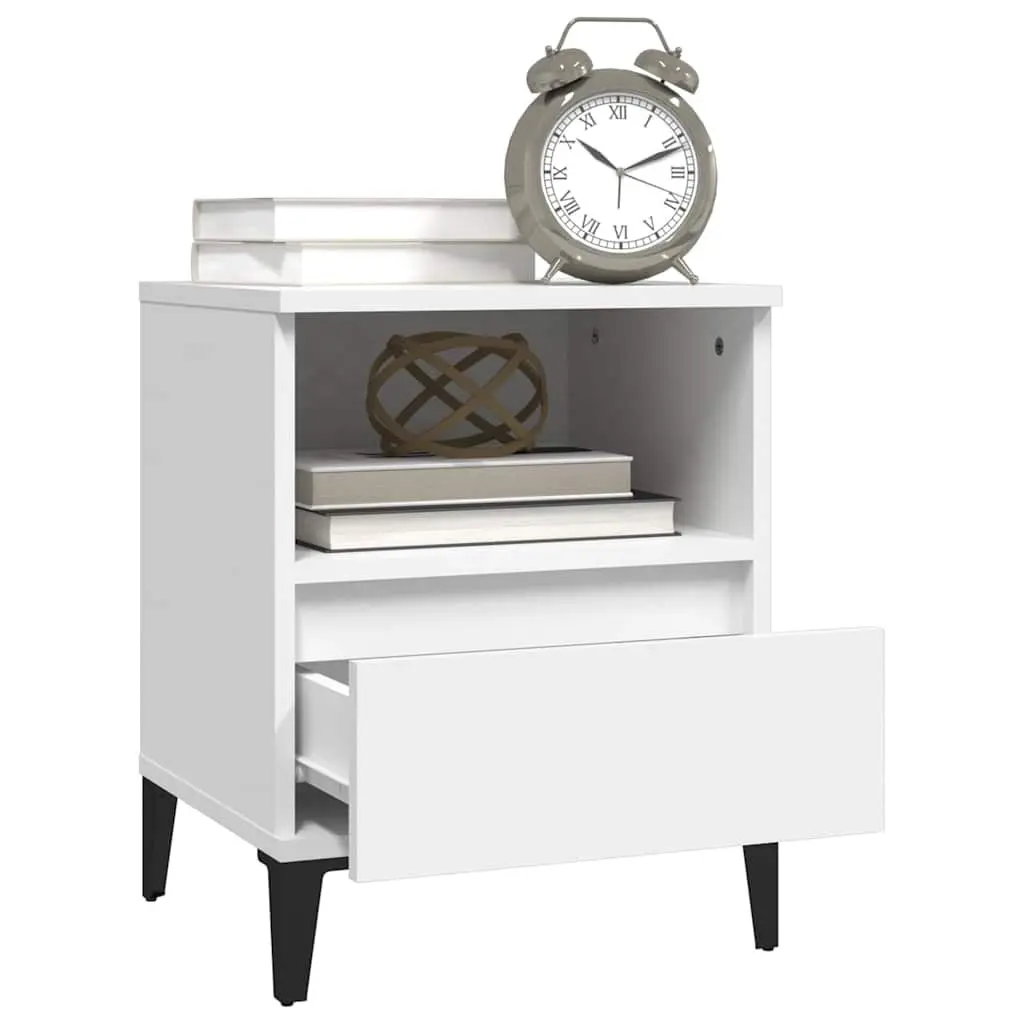 Bedside Cabinet White 40x35x50cm Storage Drawer Compartment Side Table