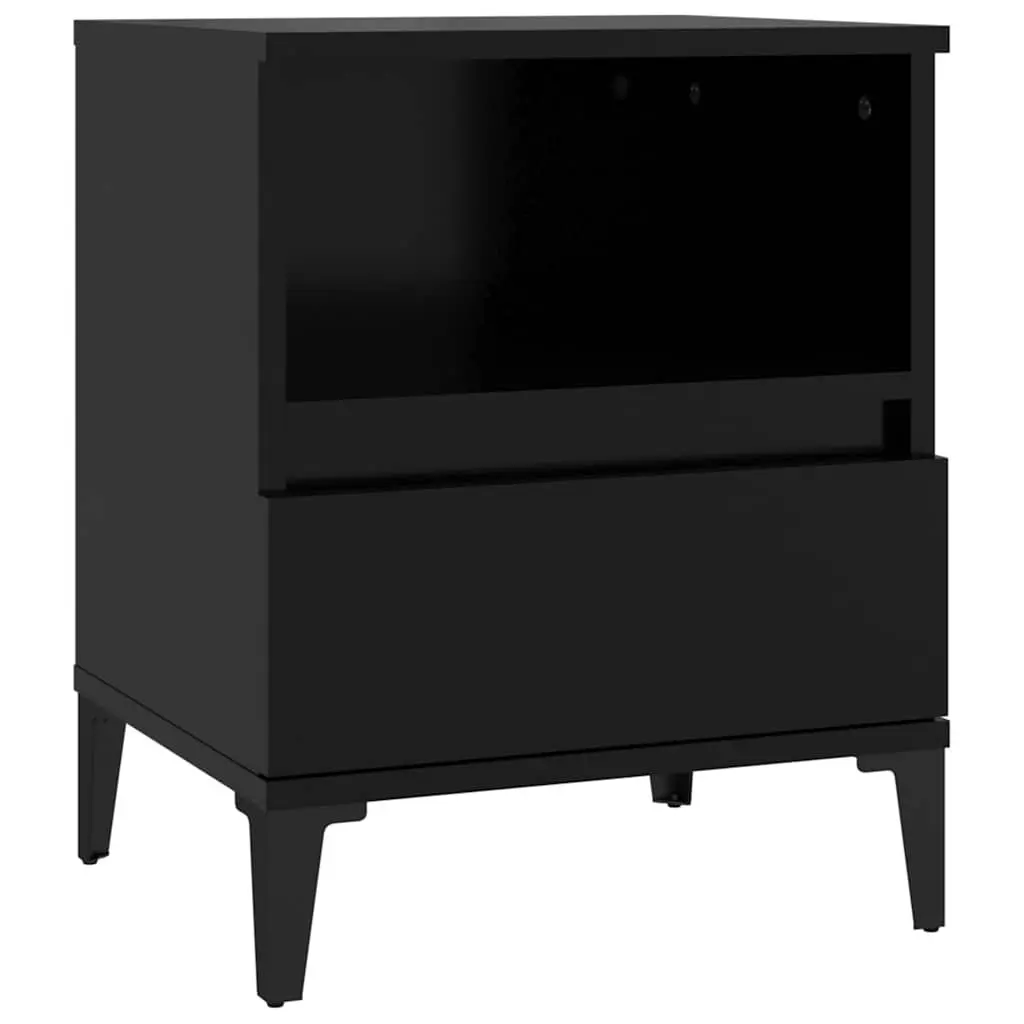 Black Nightstand with Drawer