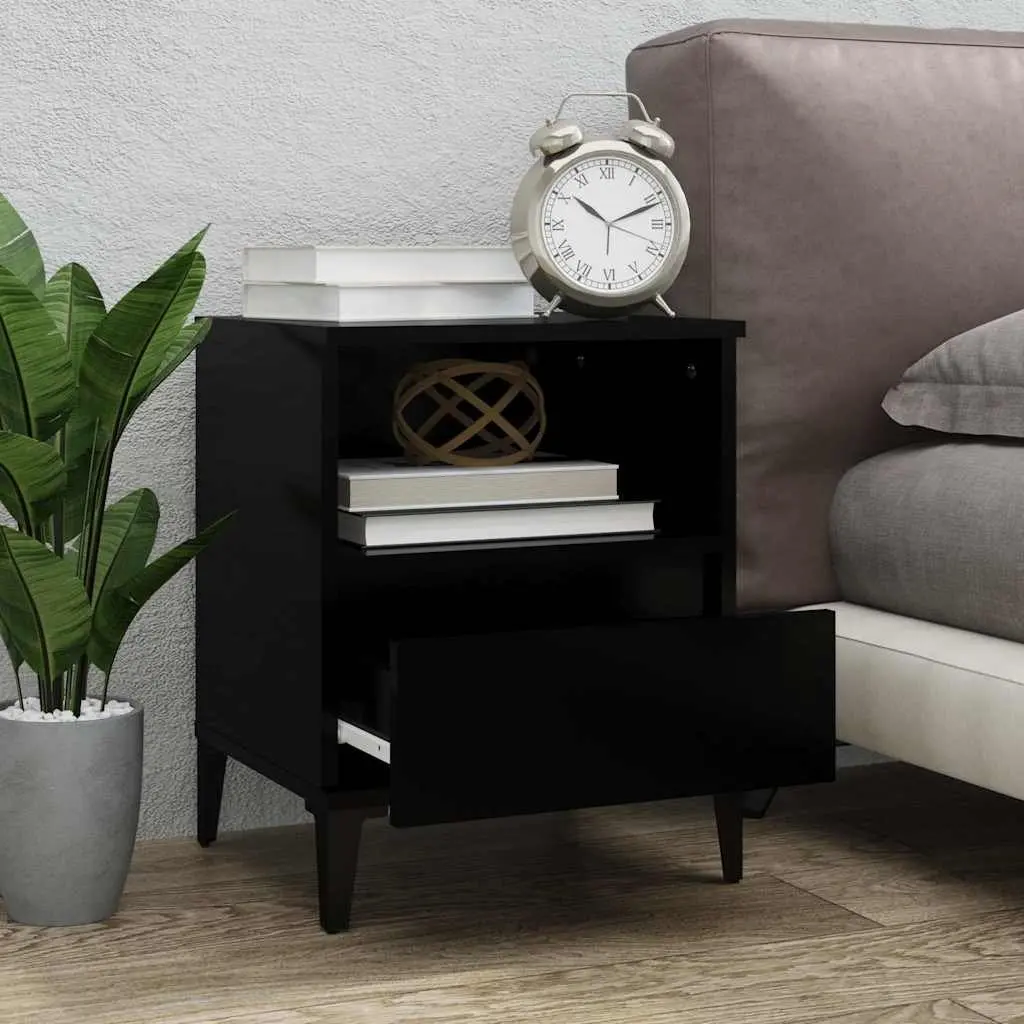 Black Nightstand with Drawer
