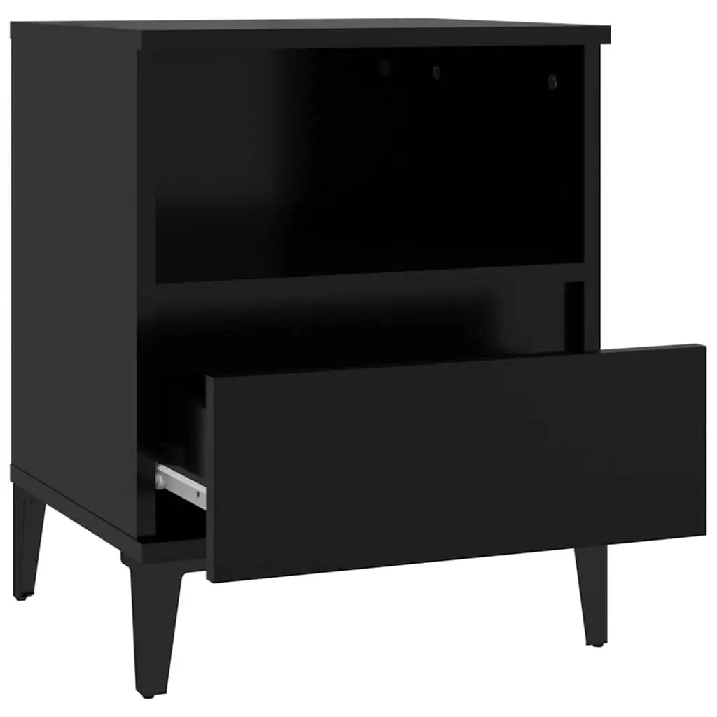 Black Nightstand with Drawer