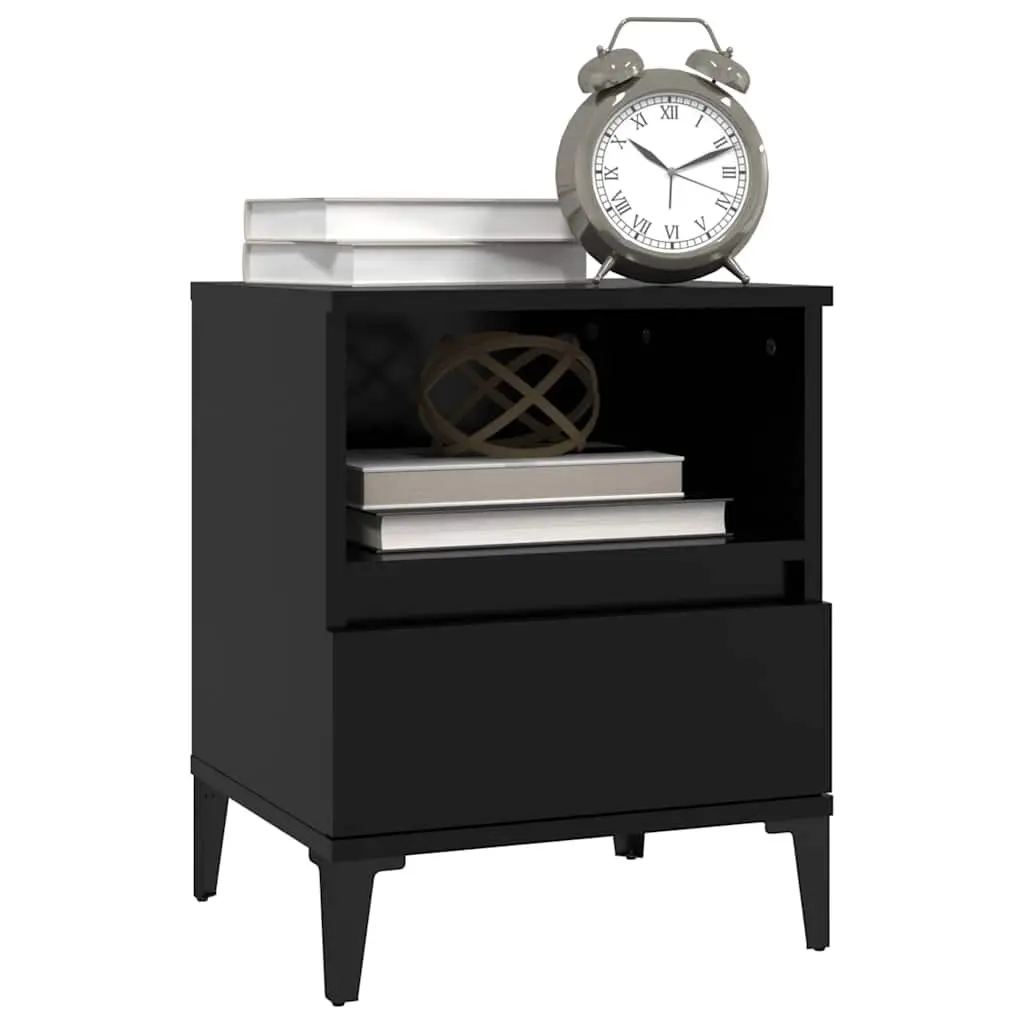 Black Nightstand with Drawer