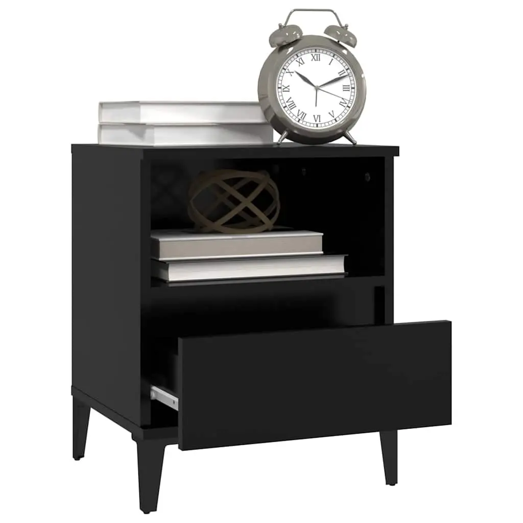 Black Nightstand with Drawer